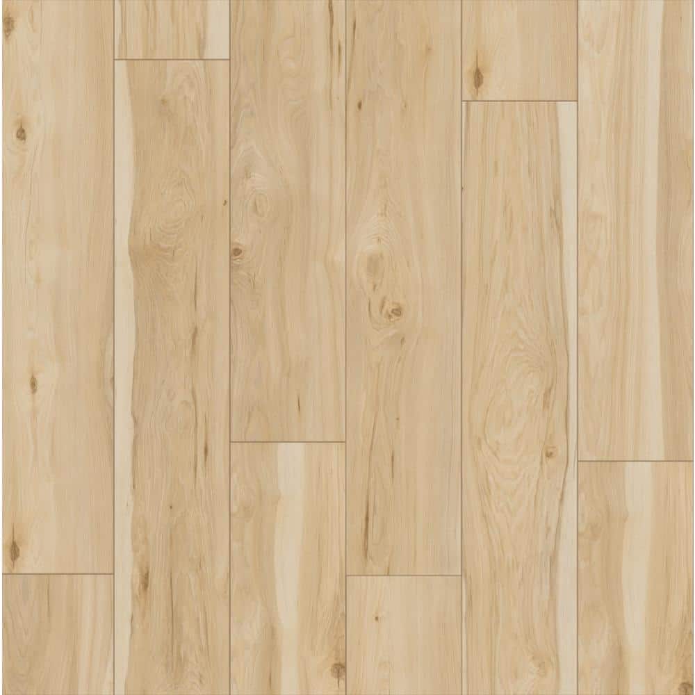 Take Home Sample - Milo Valley Hickory Water Resistant Laminate Wood Flooring -7 in x 7 in, Light