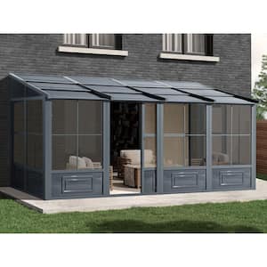 Florence 8 ft. x 16 ft. Add-A-Room Aluminum Solarium with Metal Roof in Slate Flagpole