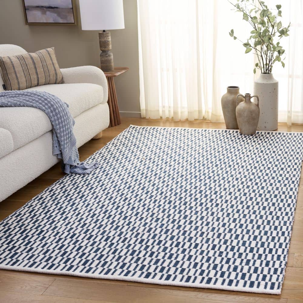 Vermont 6 ft. x 6 ft. Square Navy/Ivory Checkered Geometric Area Rug price history on PriceWatchPro