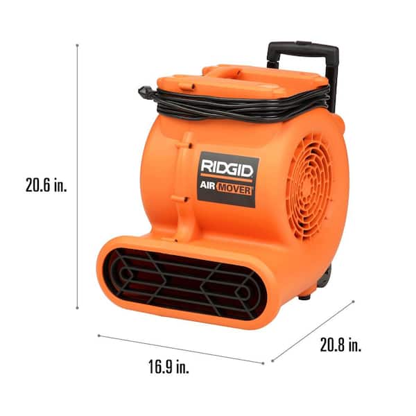 RIDGID - 1625 CFM 3-Speed Portable Blower Fan Air Mover with Collapsible Handle and Rear Wheels for Water Damage Restoration