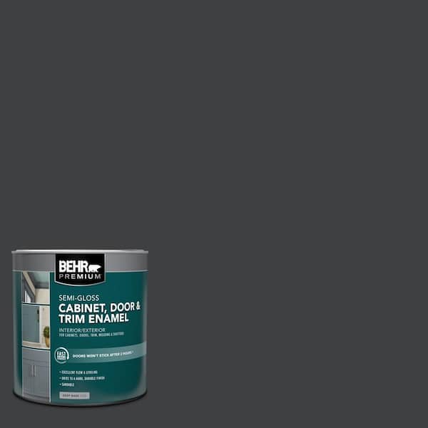 BEHR PREMIUM 1 qt. #HDC-MD-04 Totally Black Semi-Gloss Enamel Interior/Exterior Cabinet, Door & Trim Paint