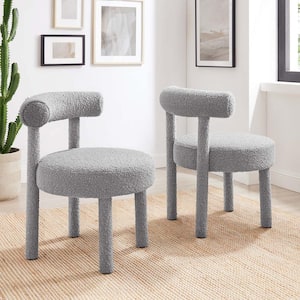 Toulouse Boucle Fabric Dining Chair - Set of 2 in Light Gray