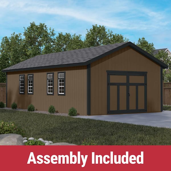 Professionally Assembled Camden 16 ft. x 32 ft. Outdoor Multi-purpose Wood Storage Shed-Black Shingles (512 sq. ft. )