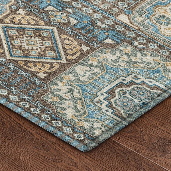 Mayfield Premium Machine Washable Abstract AMF2525 Chocolate 10 ft. x 14 ft. Area Rug