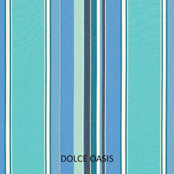 Sunbrella Blue Teal Stripe Rectangular Outdoor Knife Edge Lumbar Pillows (2-Pack)