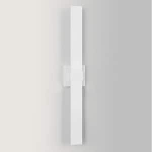 1-Light White Hardwired LED Outdoor Wall Sconce