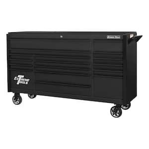 DX 72 in. 17-Drawer Roller Cabinet Tool Chest in Matte Black with Black Trim