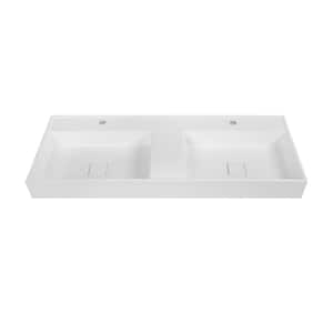 47.2 in. W x 17.7 in. D Solid Surface Resin Vanity Top in White