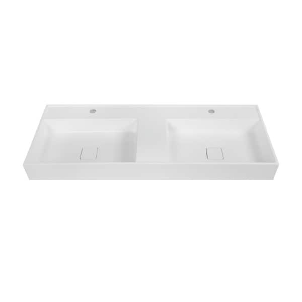 Streamline 47.2 in. W x 17.7 in. D Solid Surface Resin Vanity Top in White