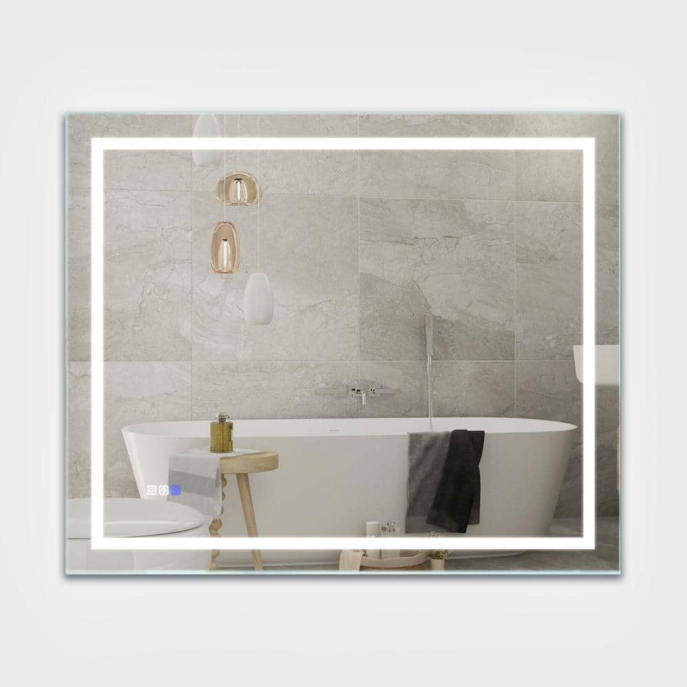 36 in. W x 30 in. H Rectangular Frameless Wall Mount Bathroom Vanity Mirror