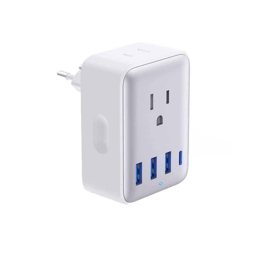 10 Amp. European Travel Plug 6-in-1 Type-C 45-Watt Power Adapter USB-C with