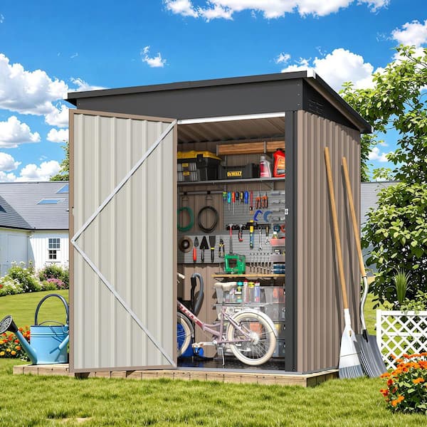 5 ft. W x 3 ft. D Small Metal Outdoor Storage Shed with Waterproof Floor Base Included (15 sq. ft. )