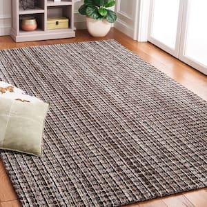 Abstract Brown/Black 4 ft. x 6 ft. Modern Plaid Area Rug