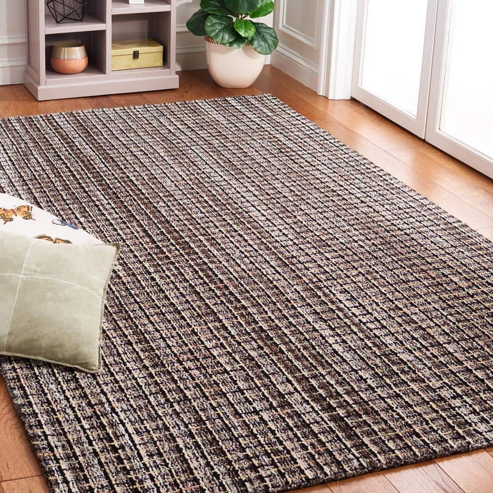 Abstract Harmony Black Wool 9' x 12' Hand-Tufted Area Rug