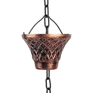 8.5 ft. Copper Rain Chain with 12 Cups Decorative Replacement for Gutters Outside Enhancing Aesthetics and Durability