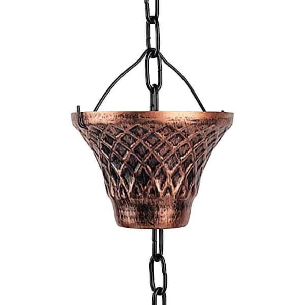 Phewnyzo Rain Chains 8.5 ft. Copper Metal Outdoor Gutter