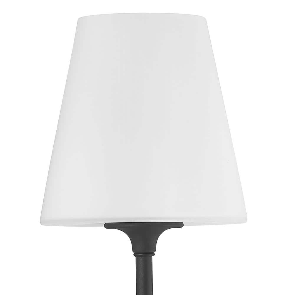 Juno Black Forged Sconce with White Glass Shade