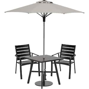 Cortino 3-Piece Aluminum Commercial-Grade Outdoor Dining Set with Umbrella