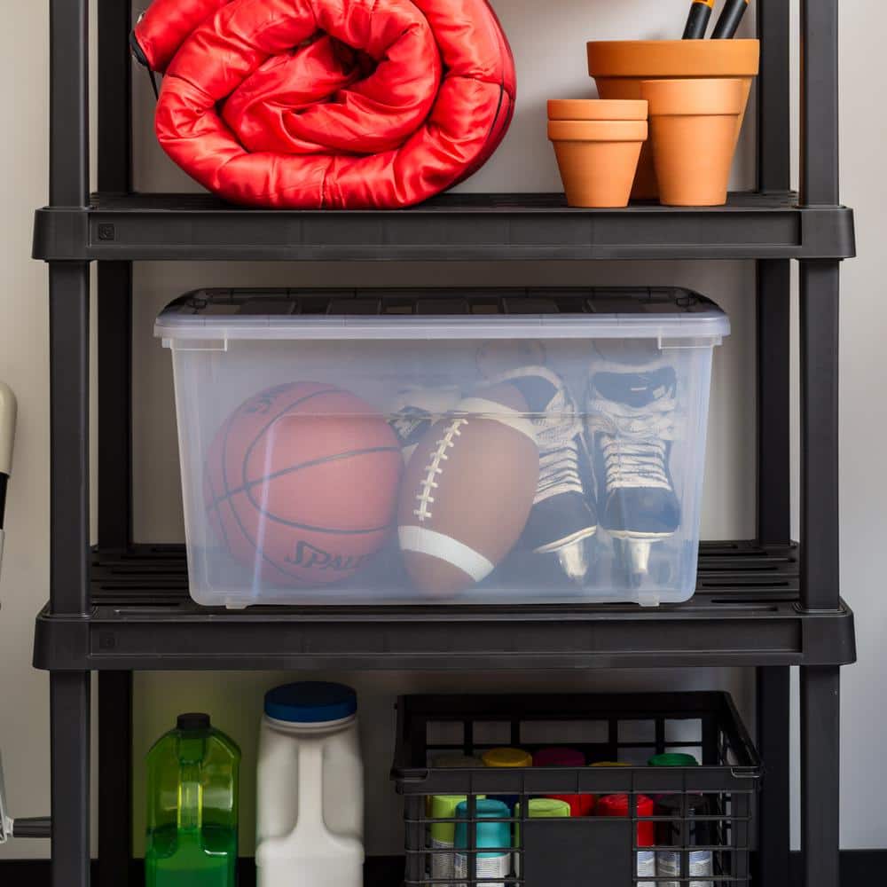 Clear 72 Qt Stackable Storage Bin with Gray Lid