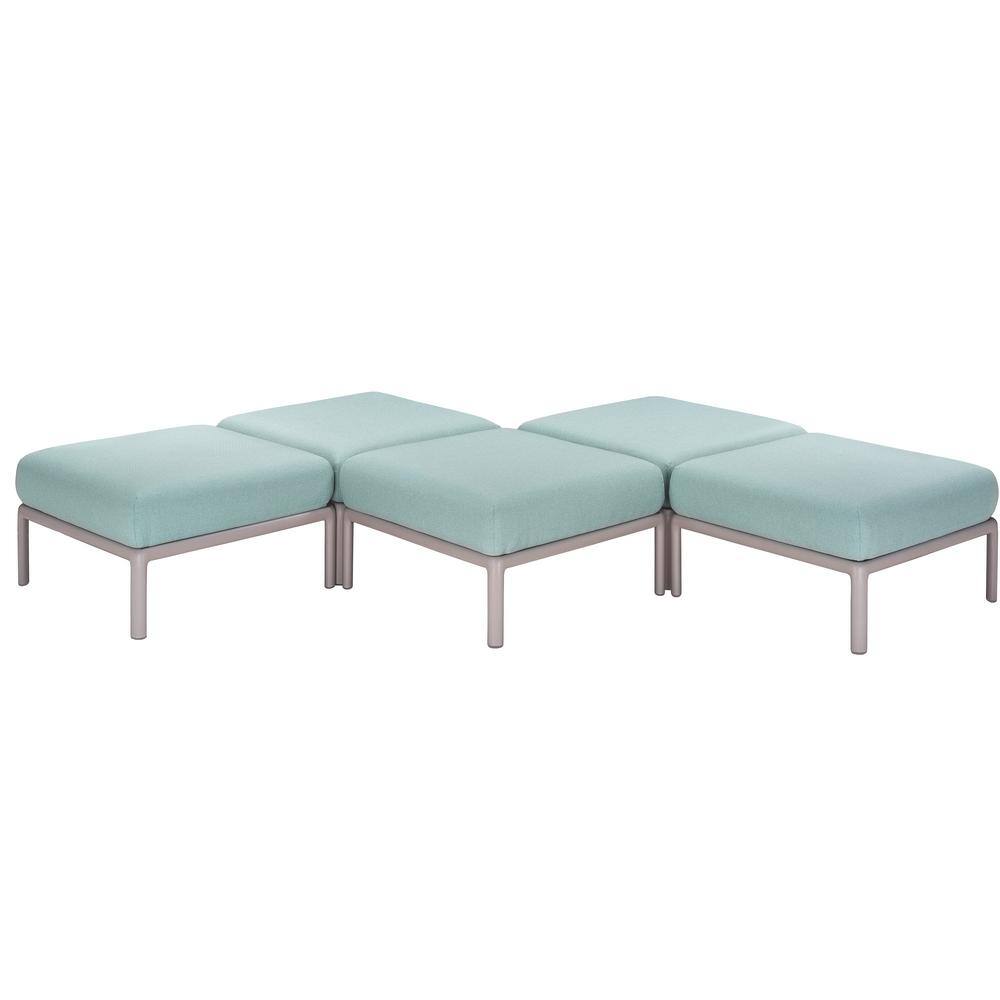 Laurel Inspired 31'' Gray Outdoor Ottoman with Seafoam Sunbrella Cushion