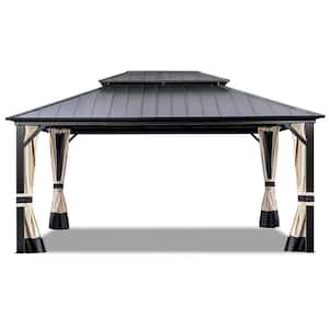 Coast shade 12 ft. x 16 ft. Hardtop Gazebo with Nettings and Curtains