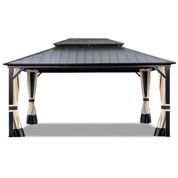 CoastShade Coast shade 12 ft. x 16 ft. Hardtop Gazebo with Nettings and Curtains