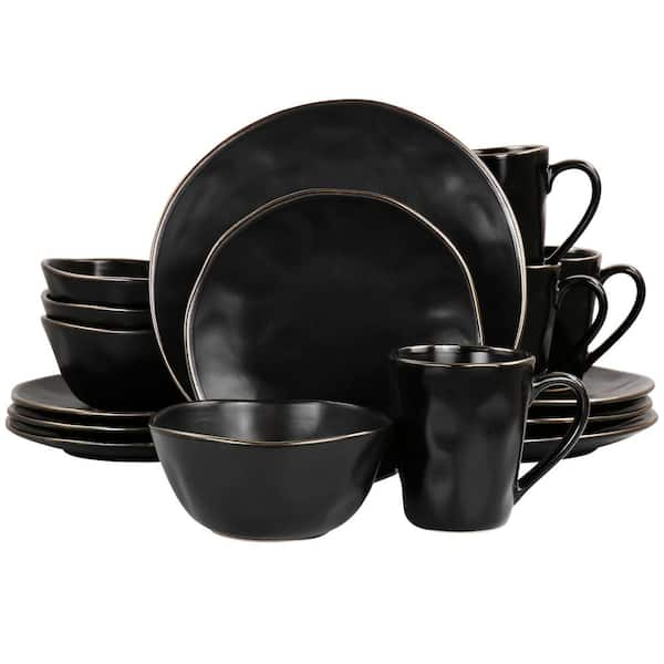 Edmund 16 Piece Dinnerware Set, Service for 4 Color: Black