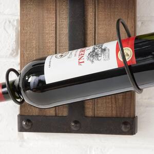 4-Bottle Black and Natural Wood Vertical Wall Mounted Wine Rack