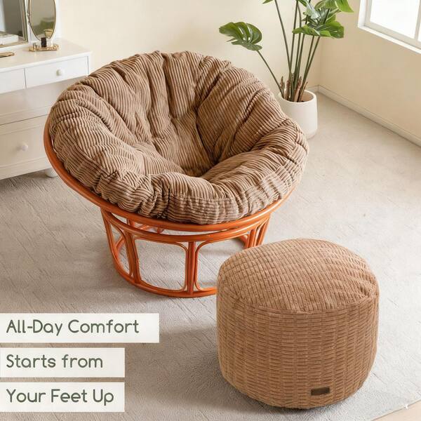 OGETFUUR 20 x 20 x 15 in. Brown Round Modern Foam Filled Foot Rest