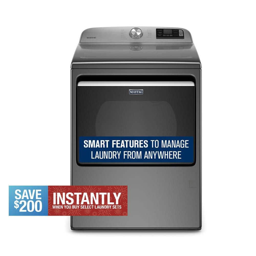 7.4 cu. ft. 120-Volt Smart Capable Metallic Slate Gas Dryer with Hamper Door
