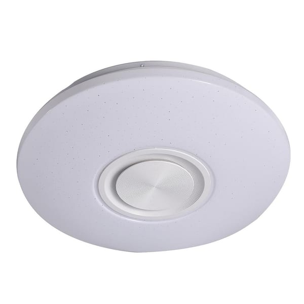 TYCOLIT 18.11 in. White Semi-Flush Mount Bluetooth Music Remote Control Ceiling Lamp for Children Sleep