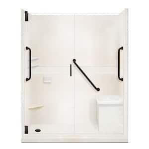 Classic Freedom Grand Hinged 30 in. x 60 in. x 80 in. Left Drain Alcove Shower Kit in Natural Buff and Black Pipe
