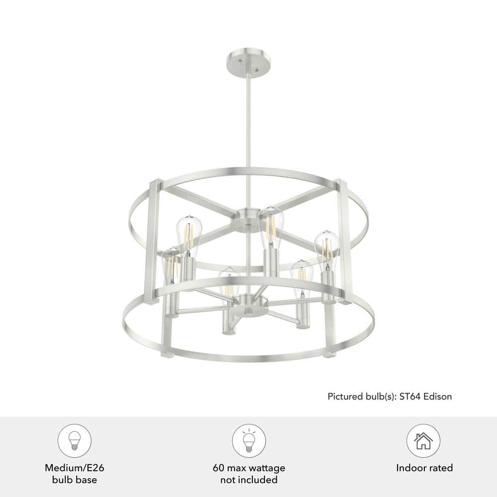 Astwood 26" Brushed Nickel Art Deco Drum Chandelier