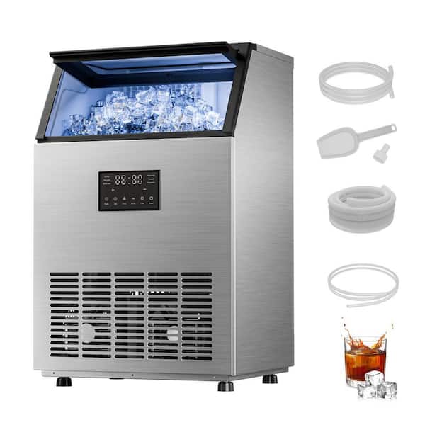 18.9 in. 200 lb./24H Full Size Cubes Freestanding/Built-In Ice Maker in Stainless Steel with Dual Water Supply Options