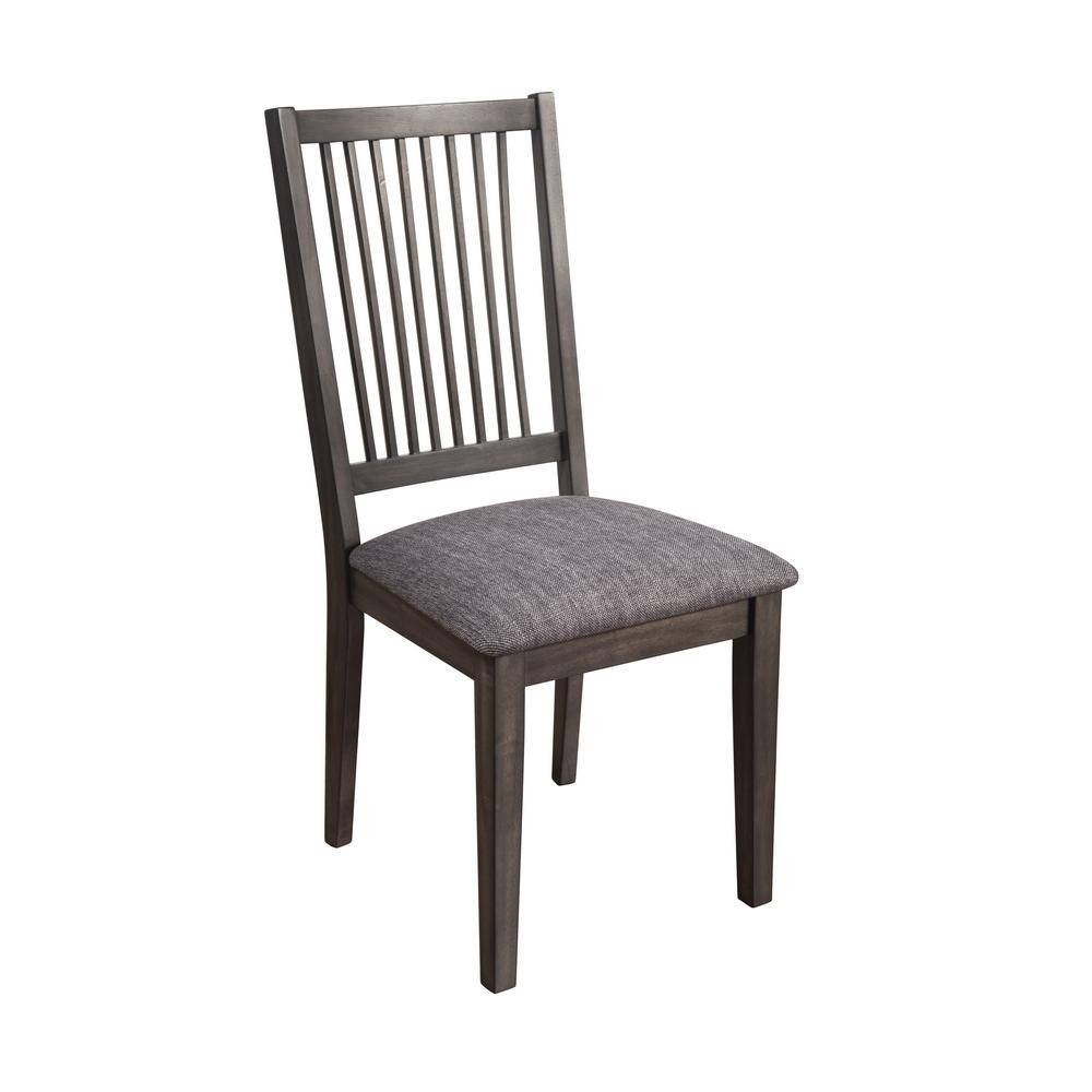Transitional Gray Upholstered Side Chair with Wooden Slat Back