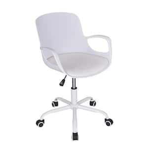 White Ergonomic Office Chair, Adjustable Height, 360° Swivel, 16.5 in. W Seat with Wheels, Comfortable Desk Chair