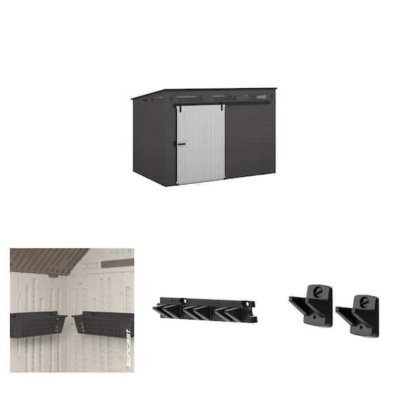 Modernist 10 ft. x 7 ft. Peppercorn Shed with (2) 24 in. & (2) 4.25 in. Black Tool Accessory Kit and (2) 25 in. Baskets