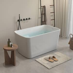 49 in. x 28 in. Sit-In Design Acrylic Freestanding Soaking Bathtub with Chrome Overflow and Drain in White