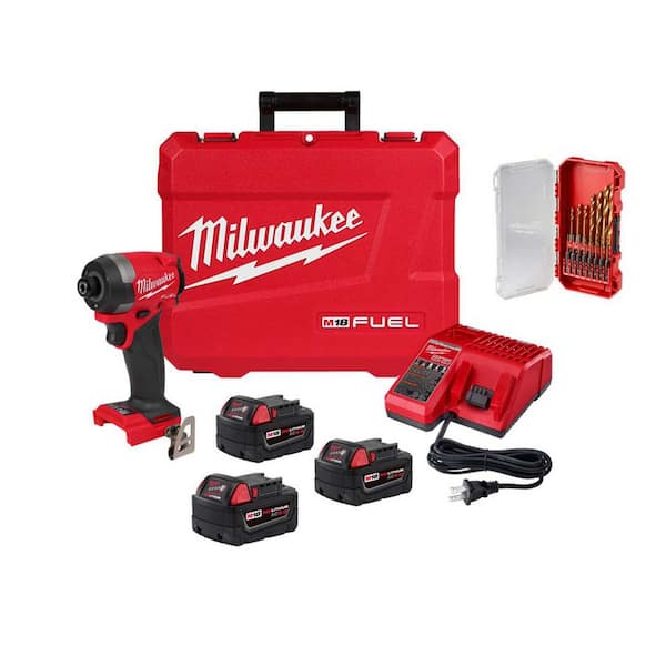 Milwaukee M18 FUEL 18V 1/4 in. Hex Impact Driver Kit w/ (3) 5. 0Ah