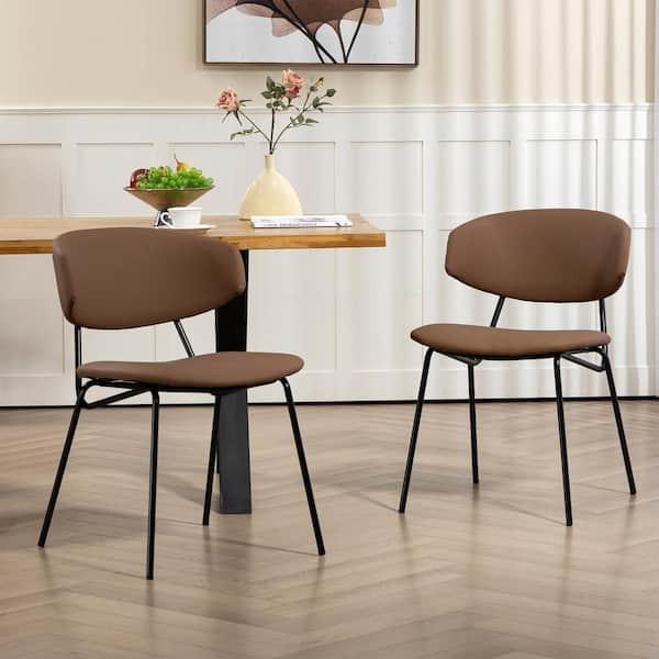Brown Leather With Black Iron Frame Dining Chair Brown Leather With Black Iron Frame Dining Chair