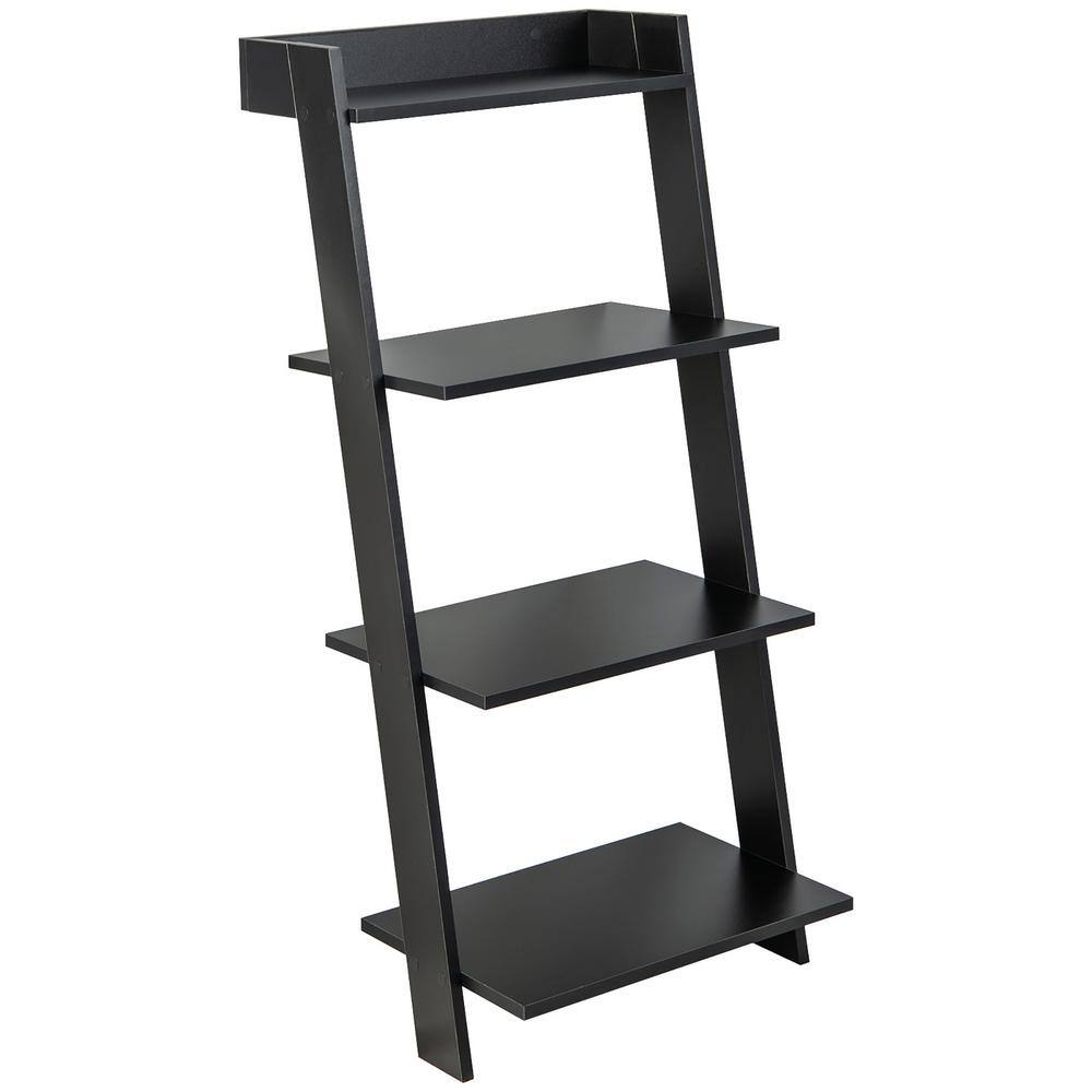 Costway 17.5 in. Wide x 43 in. Black 4Tier Ladder Shelf Leaning