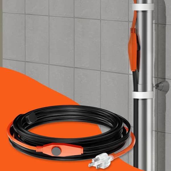 Pipe Heating Cable 18 ft. 7W/ft. Heat Tape for Pipes with Built-in Thermostat, Water Pipe Heat Cable Protects PVC Hose