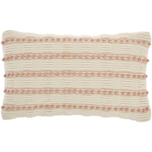 Lifestyles Blush Striped 20 in. x 12 in. Rectangle Throw Pillow