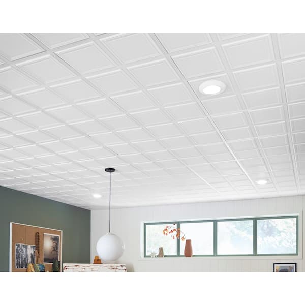 Armstrong Ceilings 2-ft x 2-ft Raised Panel HomeStyle White Mineral Fiber Drop Ceiling Tile (6-Pack, 24-sq ft / Case)