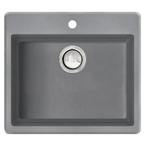 Quantum Drop-in Granite 22 in. 1-Hole Single Bowl Kitchen Sink in Grey