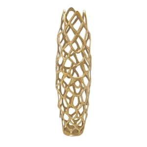 Gold Aluminum Contemporary Decorative Vase