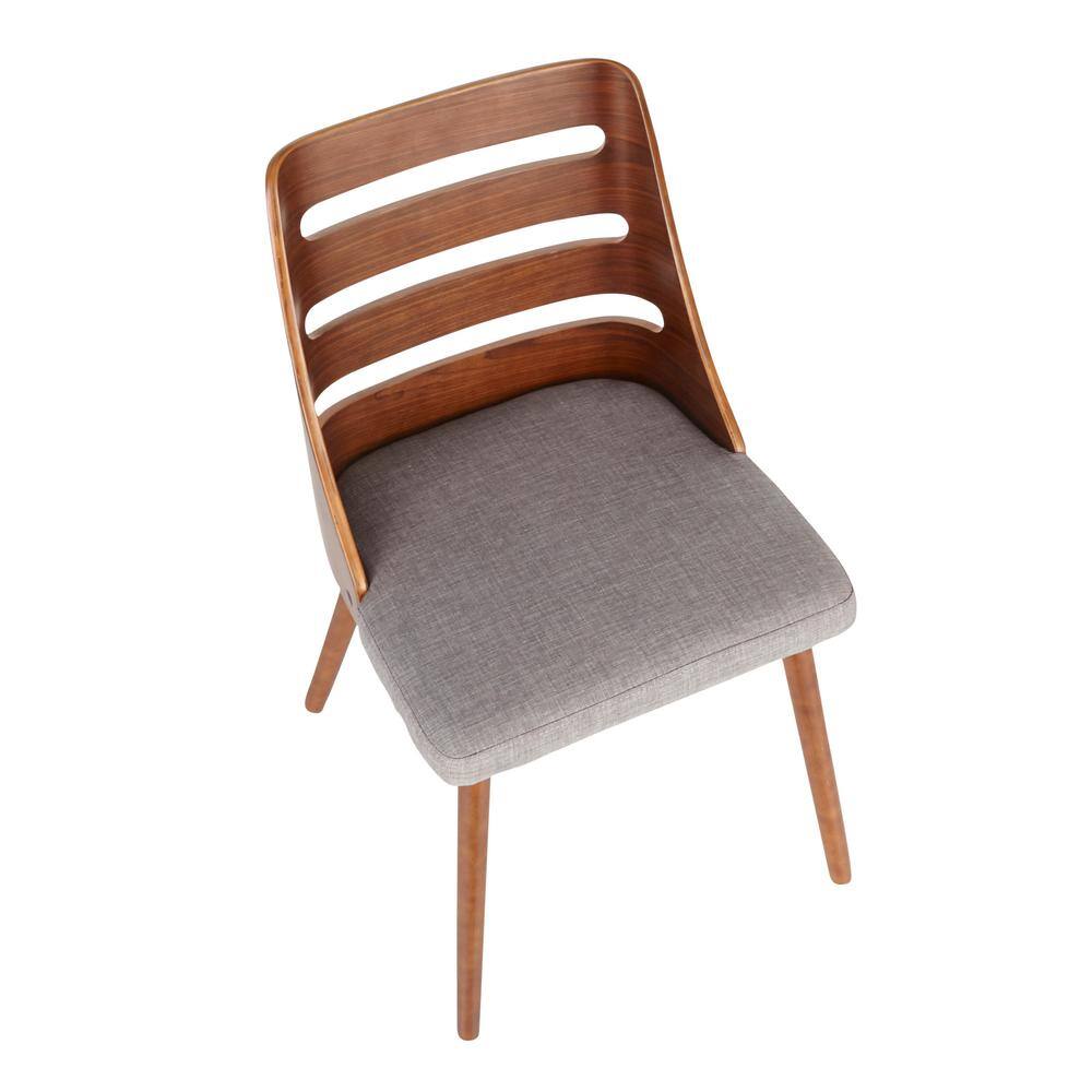 Gray Upholstered Ladderback Side Chair with Walnut Wood