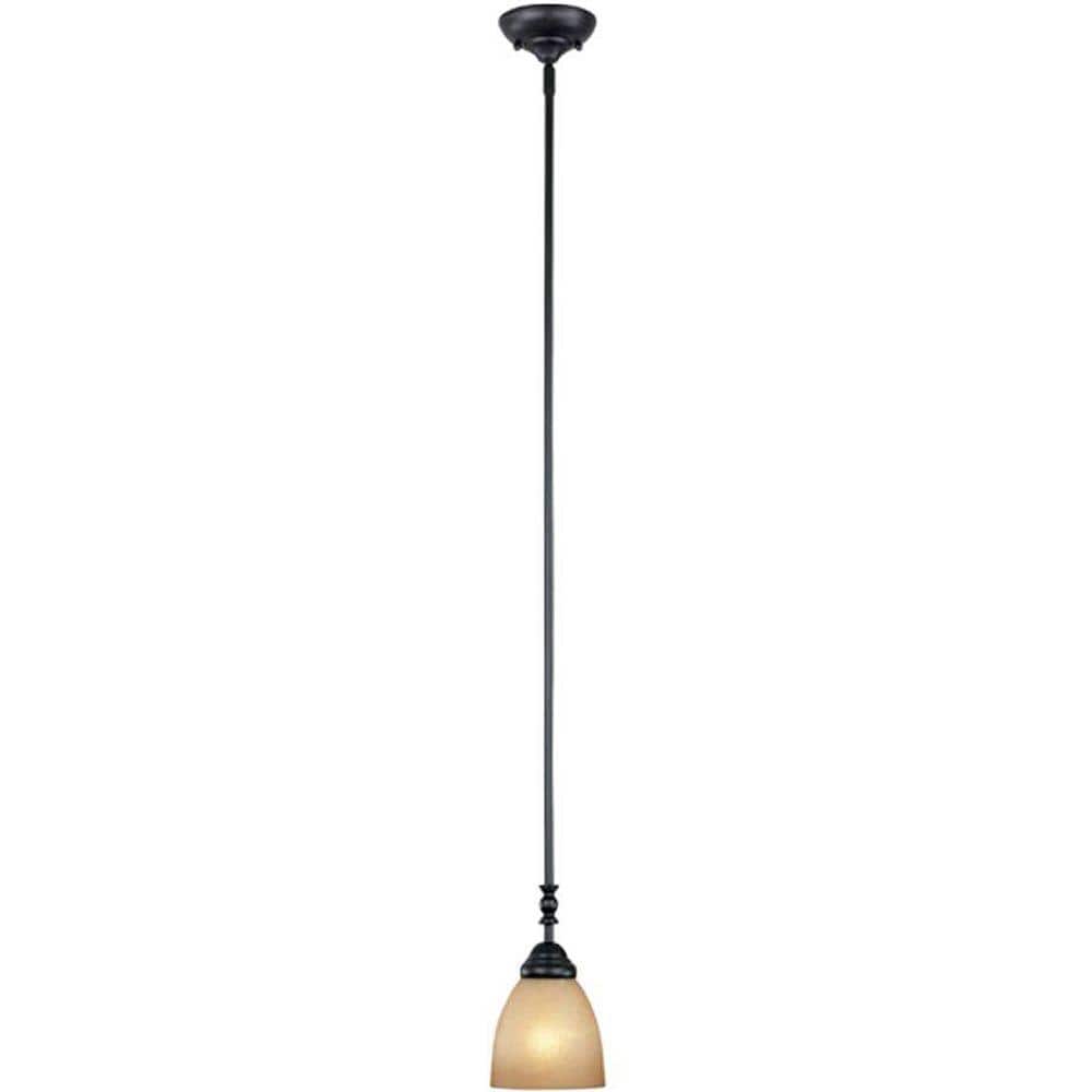 Apollo Mini Pendant Light with Bronze Finish and Amber Glass Shade