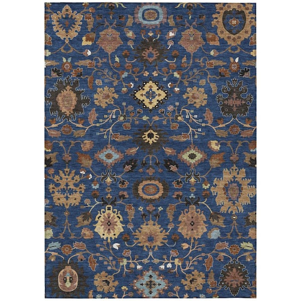 Chantille Machine Washable Indoor/Outdoor Abstract ACN2458 Navy 8 ft. x 10 ft. Area Rug