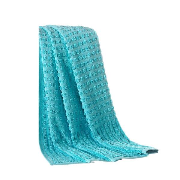 Ottomanson Pure Turkish Cotton Collection 27 in. W x 55 in. H Luxury Bath Towel in Aqua Blue